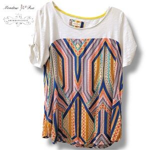 Anthropologie Meadow Rue Solvo Tunic Wmn’s Short Sleeve Geo Cotton Top